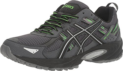 ASICS Men's Gel-Venture 5 Trail Runner, Carbon/Silver/Green Gecko, 10.5 M US