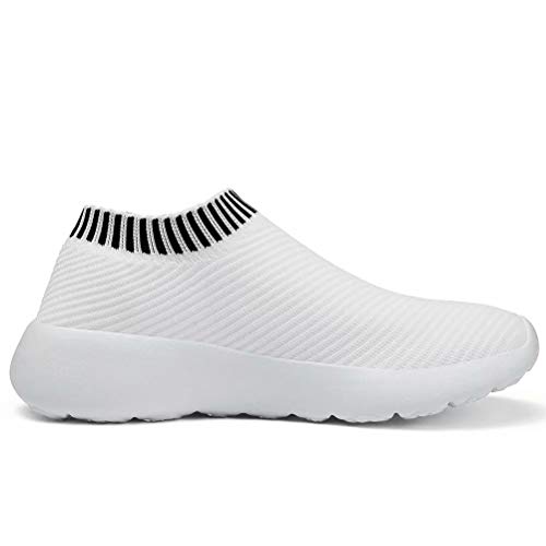 konhill Women's Athletic Walking Shoes - Comfortable Casual Work Gym Slip On Sneakers 7 US White, 38