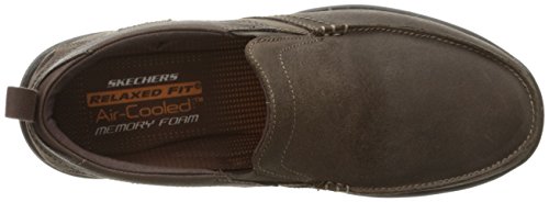 Skechers USA Men's Harper Delen Slip-On Loafer,Dark Brown Leather,11 M US