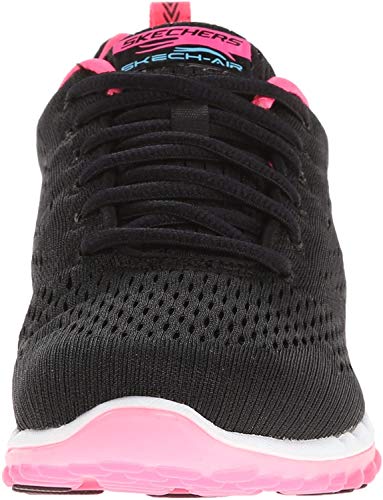 Skechers Sport Women's Skech Air Aim High Fashion Sneaker,Black Mesh/Hot Pink Trim,11 M US