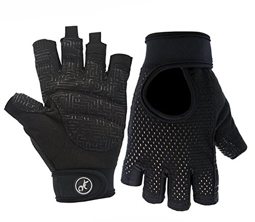 MOREOK Workout Gloves for Men Women, Weight Lifting Gloves Barehands Gloves Crossfit Gloves Ventilated Workout Gloves, Exercise Gloves with Wrist Wrap Support MK100-Black-M