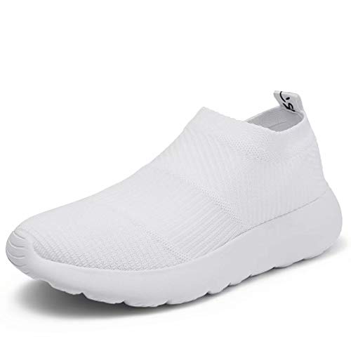 konhill Women's Athletic Walking Shoes - Comfortable Casual Work Gym Slip On Sneakers 4.5 US White, 35