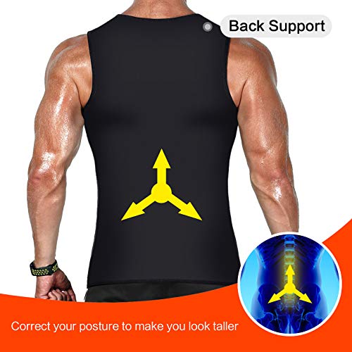 Cimkiz Sauna Vest for Men Waist Trainer Zipper Neoprene Sauna Suit Tank Top (S, Yellow)