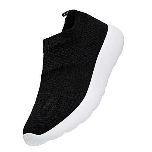 konhill Women's Athletic Walking Shoes - Comfortable Casual Work Gym Slip On Sneakers 10 US Black, 41