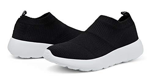 konhill Women's Athletic Walking Shoes - Comfortable Casual Work Gym Slip On Sneakers 10 US Black, 41