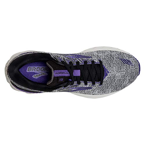 Brooks Womens Adrenaline GTS 19 Running Shoe - Black/Purple/Grey - B - 7.5