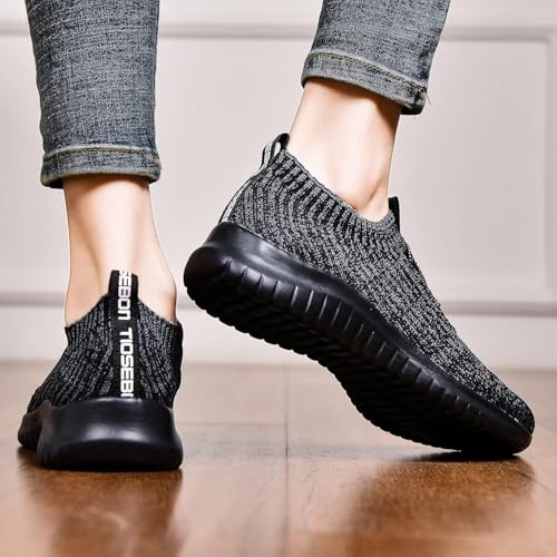 TIOSEBON Women's Lightweight Casual Walking Athletic Shoes Breathable Running Slip-On Sneakers for Jogging Workout 8.5 US Deep Gray-Black