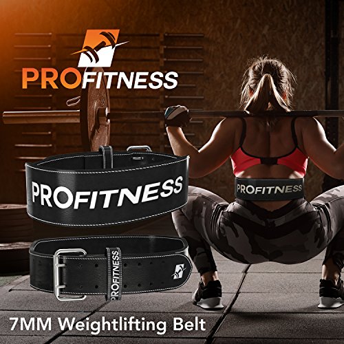 ProFitness Weightlifting Belt Adjustable Squat core Power Female Womens Buckle Workout (Black/White, X-Large)