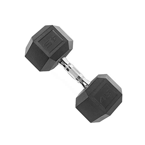 CAP Barbell SDP-045 Color Coated Hex Dumbbell, Black, 45 pound, Single