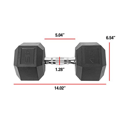 CAP Barbell SDP-045 Color Coated Hex Dumbbell, Black, 45 pound, Single