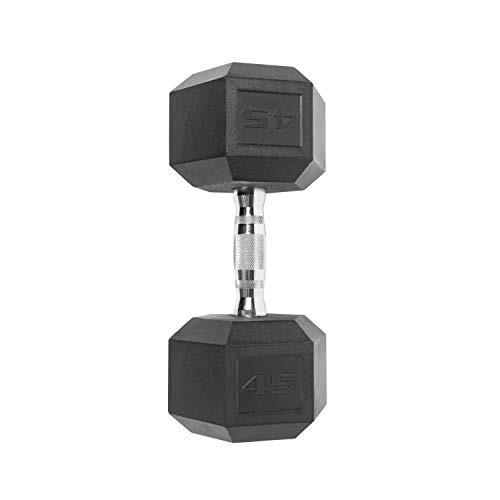 CAP Barbell SDP-045 Color Coated Hex Dumbbell, Black, 45 pound, Single