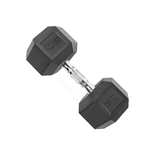CAP Barbell SDP-050 Color Coated Hex Dumbbell, Black, 50 pound, Single