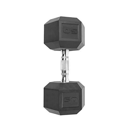 CAP Barbell SDP-050 Color Coated Hex Dumbbell, Black, 50 pound, Single