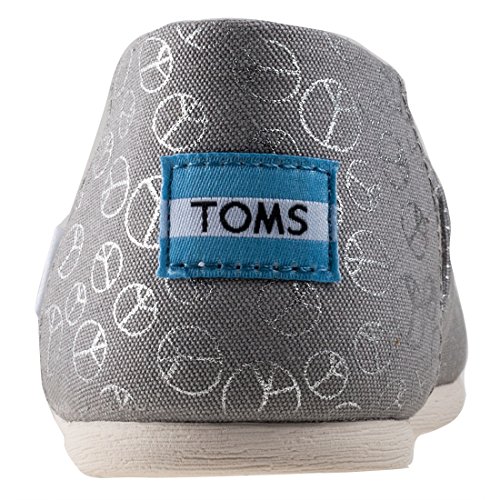 TOMS Women's Drizzle Grey Foil Peace Sign 10010795 (Size: 5.5)