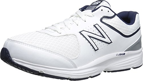 New Balance Men's 411 V2 Lace-Up Walking Shoe, White/Blue, 14 M US