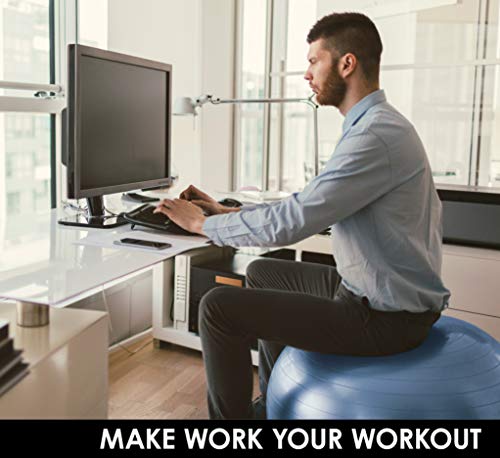 EXPANSIVE LIVING Exercise Ball (Blue, 75cm) - 2,000 lbs Stability Ball. Anti Burst & Heavy Duty for Yoga, Balance and Birthing. Physio Ball | Office Chair | Professional Grade Swiss Ball