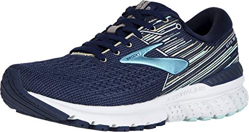 Brooks Womens Adrenaline GTS 19 Running Shoe - Navy/Aqua/Tan - D - 6.0
