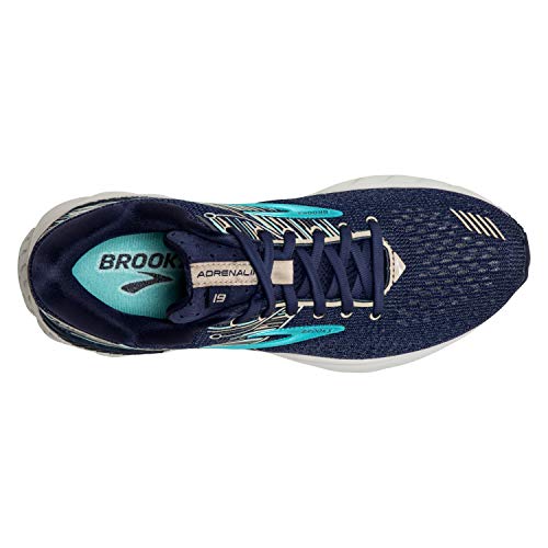 Brooks Womens Adrenaline GTS 19 Running Shoe - Navy/Aqua/Tan - D - 6.0