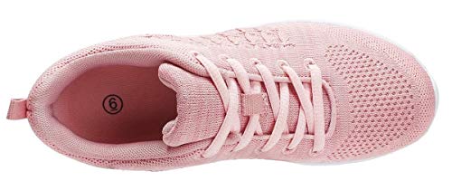 YILAN Women's Fashion Sneakers Breathable Sport Shoes (7, Pink-5)