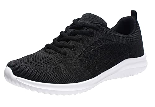 YILAN Women's Fashion Sneakers Breathable Sport Shoes (8, Black-5)