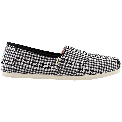 TOMS Women's Alpargata Espadrille, Size: 10 B(M) US, Color: Black Gingham Stripe