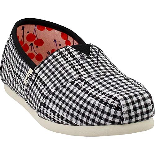 TOMS Women's Alpargata Espadrille, Size: 10 B(M) US, Color: Black Gingham Stripe