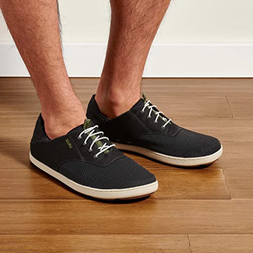 OluKai Nohea Moku Men's Boat Shoes, No Tie Laces & Stretch Construction, Breathable Mesh & All Weather Rubber Soles, black/Black, 11