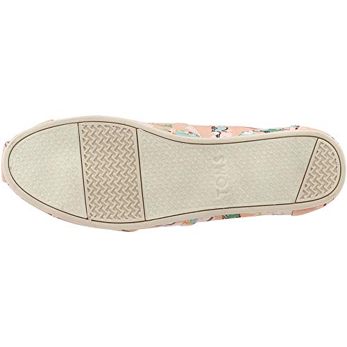 TOMS Coral Pink Kissing Birds Women's Classics (Size: 9.5)
