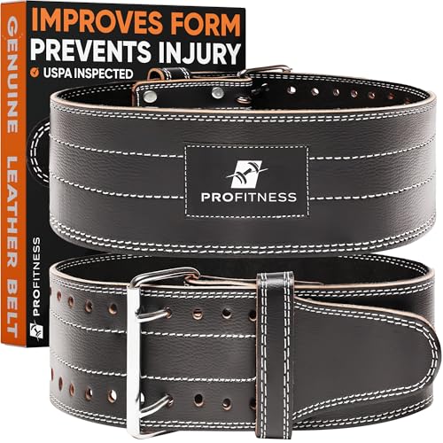 Weightlifter Belt by ProFitness Large Weightlifting Gym Belt for Men and Woman - (Black/White, Large)