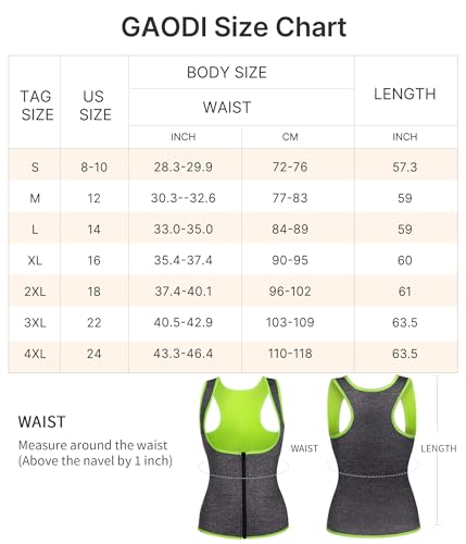 GAODI Women Waist Trainer Vest Slim Corset Workout Sweat Tank Top Zipper Compression Shirt Sauna Suit Body Shaper