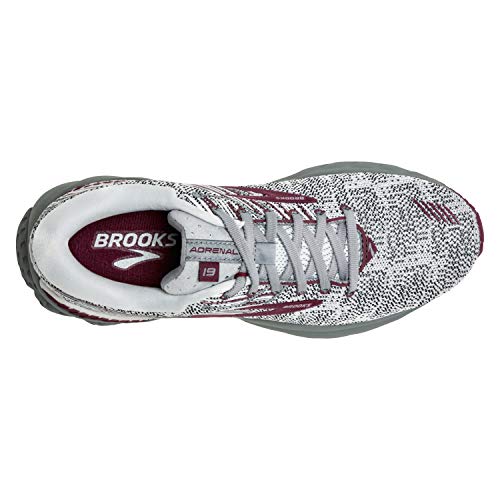 Brooks Womens Adrenaline GTS 19 Running Shoe - Grey/White/Fig - B - 9.5