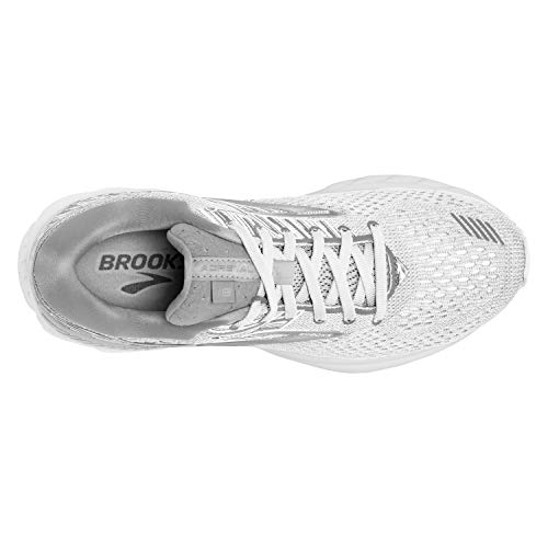 Brooks Womens Adrenaline GTS 19 Running Shoe - White/White/Grey - D - 6.0