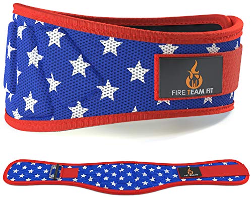 Fire Team Fit Weightlifting Belts, Weight Belt, Weight Lifting Belt for Men and Women, 6 Inch, Back Support for Lifting, Squat and Deadlifting Belt (Stars, 32" - 38" Around Navel, Medium)
