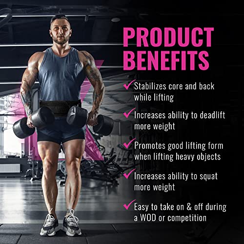 Fire Team Fit Weight Lifting Belt for Men and Women, 6 Inch, Bodybuilding & Fitness Back Support for Cross Training Workout, Squats, Lunges (27" - 32" Around Navel, X-Small, Pink Camo)
