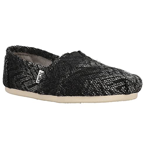 Toms Women's Classic Wool Grey/Black Textured Low Top Flat Shoe - 6M