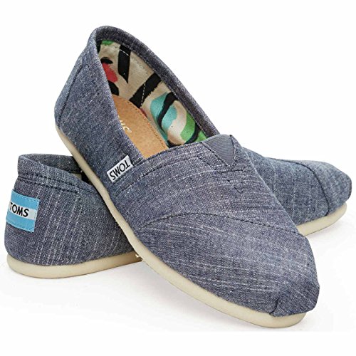 Toms Womens Classic Chambray Blue Chambray Casual Shoe 6.5 Women US