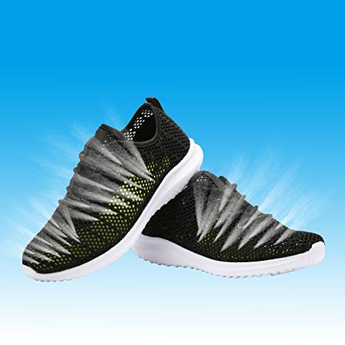 YILAN Women's Fashion Sneakers Breathable Sport Shoes (7, BKW) Black White