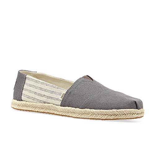TOMS Women's Classic Canvas Slip-On Shoe, Drizzle Grey Ivy League Stripes on Rope, 6