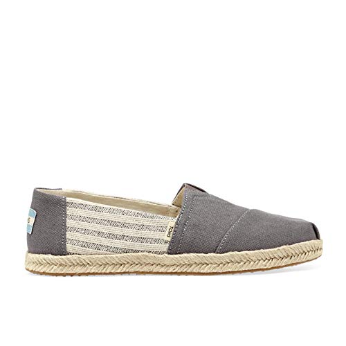 TOMS Women's Classic Canvas Slip-On Shoe, Drizzle Grey Ivy League Stripes on Rope, 6