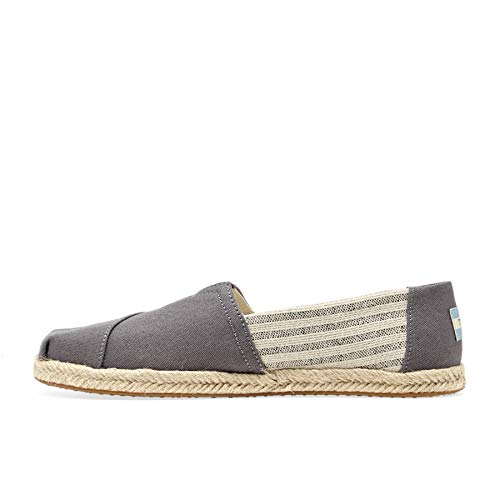 TOMS Women's Classic Canvas Slip-On Shoe, Drizzle Grey Ivy League Stripes on Rope, 6