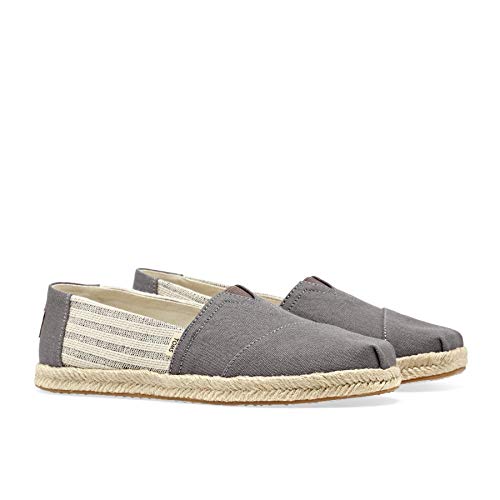 TOMS Women's Classic Canvas Slip-On Shoe, Drizzle Grey Ivy League Stripes on Rope, 6