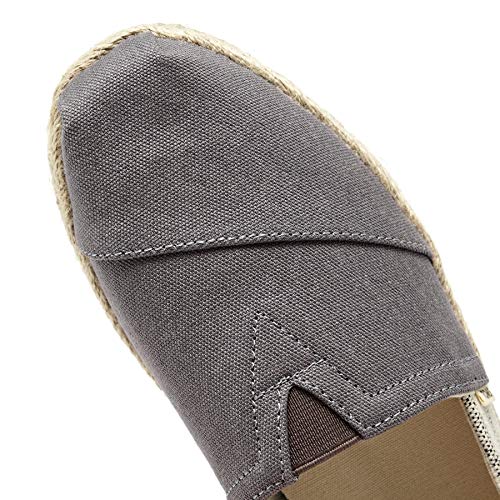 TOMS Women's Classic Canvas Slip-On Shoe, Drizzle Grey Ivy League Stripes on Rope, 6