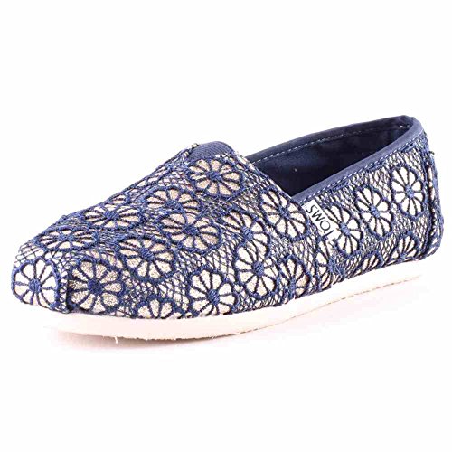 TOMS Women's Gold Navy Crochet Glitter 10006140 (Size: 6)