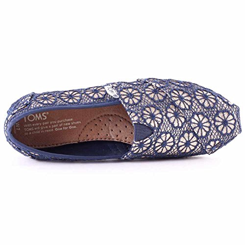 TOMS Women's Gold Navy Crochet Glitter 10006140 (Size: 6)