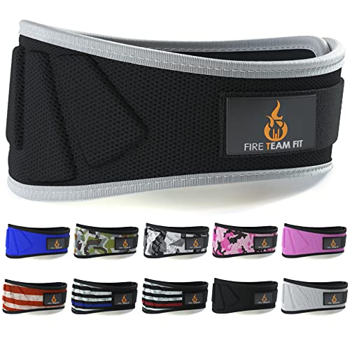 Fire Team Fit Weightlifting Belt, Weight Belt, Weight Lifting Belt for Men and Women, 6 Inch, Back Support for Lifting, Squat and Deadlifting Belt (Black/Grey, 30" - 34" Around Navel, Small)