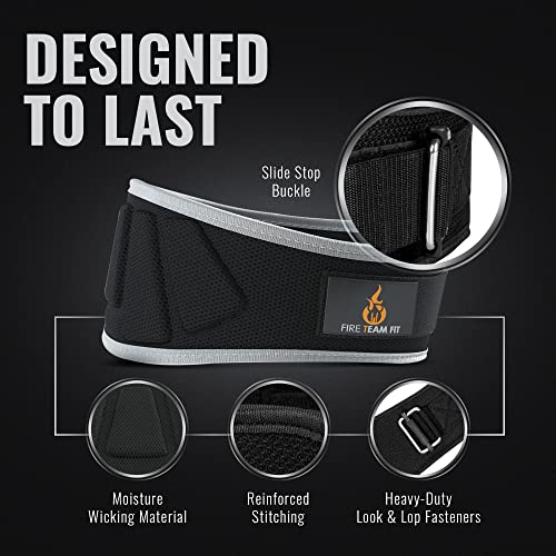 Fire Team Fit Weightlifting Belt, Weight Belt, Weight Lifting Belt for Men and Women, 6 Inch, Back Support for Lifting, Squat and Deadlifting Belt (Black/Grey, 30" - 34" Around Navel, Small)