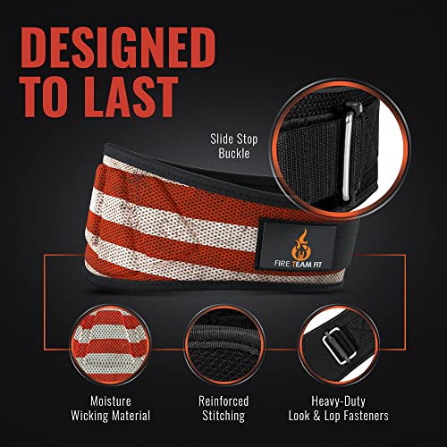 Fire Team Fit Weightlifting Belt, Weight Belt, Weight Lifting Belt for Men and Women, 6 Inch, Back Support for Lifting, Squat and Deadlifting Workout Belt (Star Bar, 27" - 32" Around Navel, X-Small)