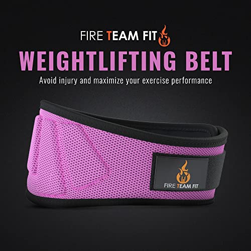 Fire Team Fit Weightlifting Belt, Weight Belt, Weight Lifting Belt for Men and Women, 6 Inch, Back Support for Lifting, Squat and Deadlifting Belt (Pink, 32" - 38" Around Navel, Medium)