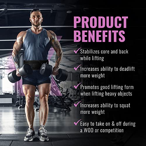 Fire Team Fit Weightlifting Belt, Weight Belt, Weight Lifting Belt for Men and Women, 6 Inch, Back Support for Lifting, Squat and Deadlifting Belt (Pink, 32" - 38" Around Navel, Medium)
