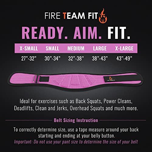 Fire Team Fit Weightlifting Belt, Weight Belt, Weight Lifting Belt for Men and Women, 6 Inch, Back Support for Lifting, Squat and Deadlifting Belt (Pink, 27" -32" Around Navel, X-Small)